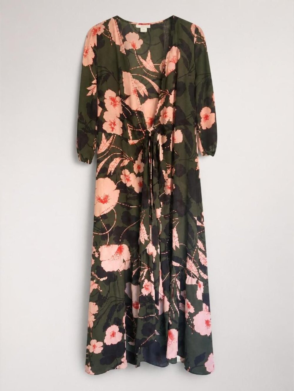 Bar III Olive Green Floral Midi Dress Size Small Boho Romantic Size Small